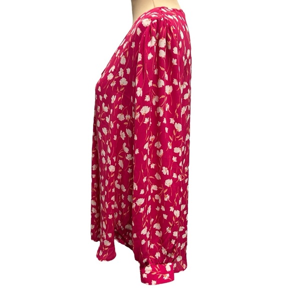 NWOT Lush Women’s Plus Size 1X Red Floral V-Neck Long Sleeve Blouse - Picture 5 of 10